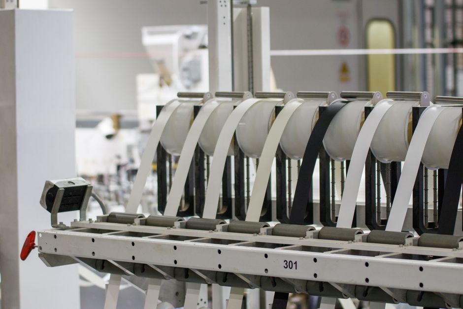 Industrial manufacturing machine in operation